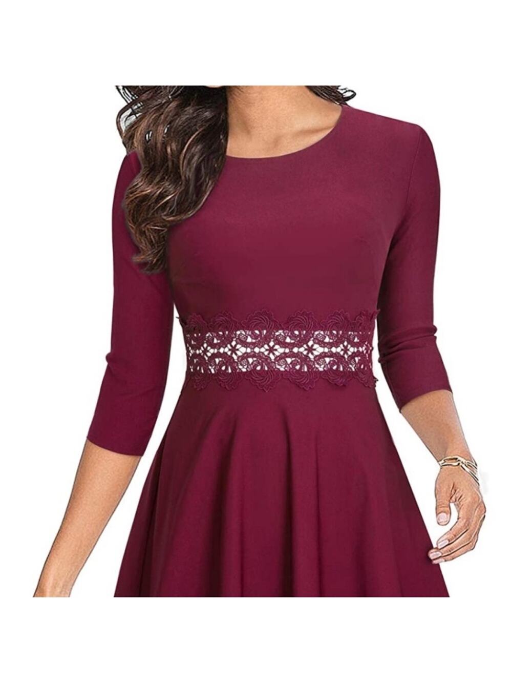 NWT Homeyee Crew Neck 3/4 Sleeve Party Homecoming A-Line dress Women's 10